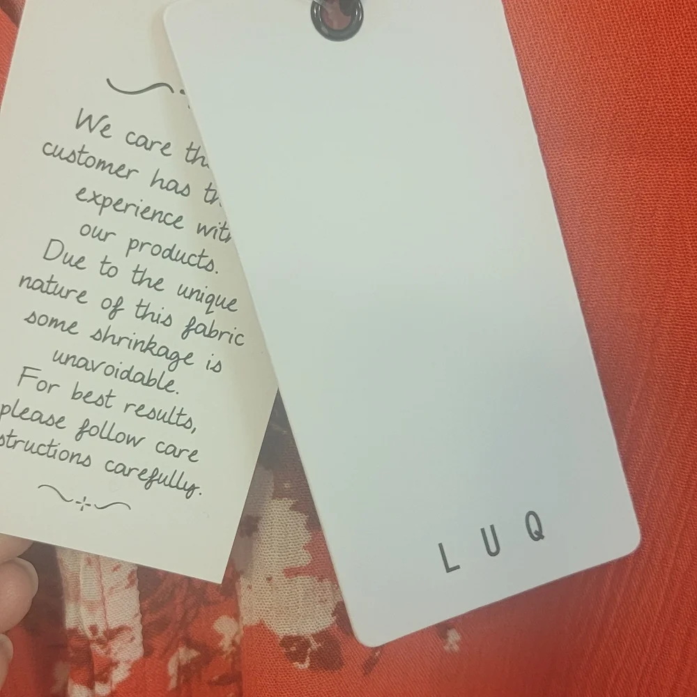 LUQ NWT Mango Berry Floral VNeck Tie Front Womens Prairie Top Size Large‎ - Picture 7 of 10